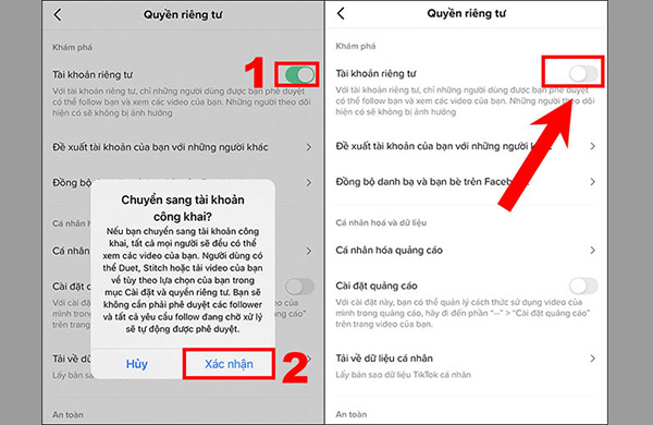 Tắt tài khoản tiktok ở chế độ riêng tư