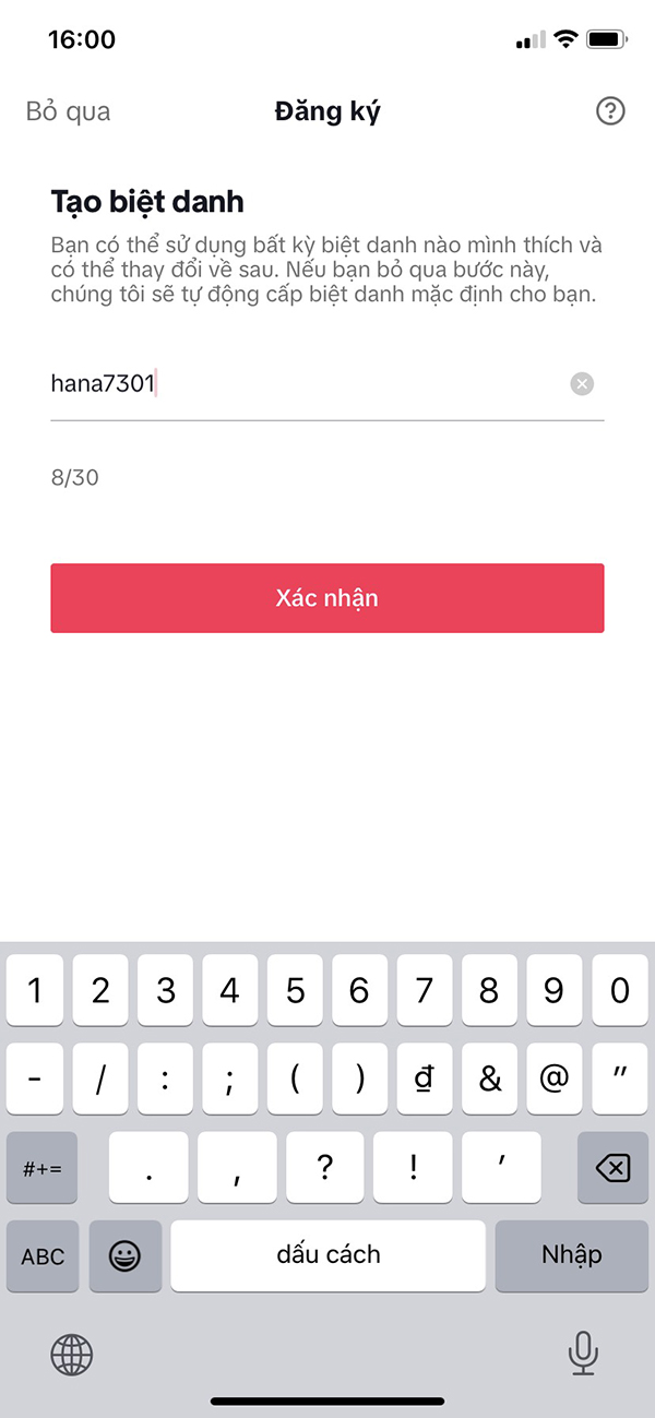 Nhập ID tiktok