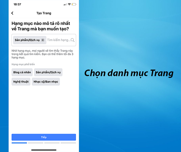 Chọn hạng mục mục đích trang