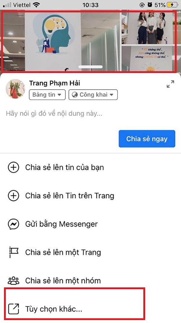 Nhấn Tùy chọn khác