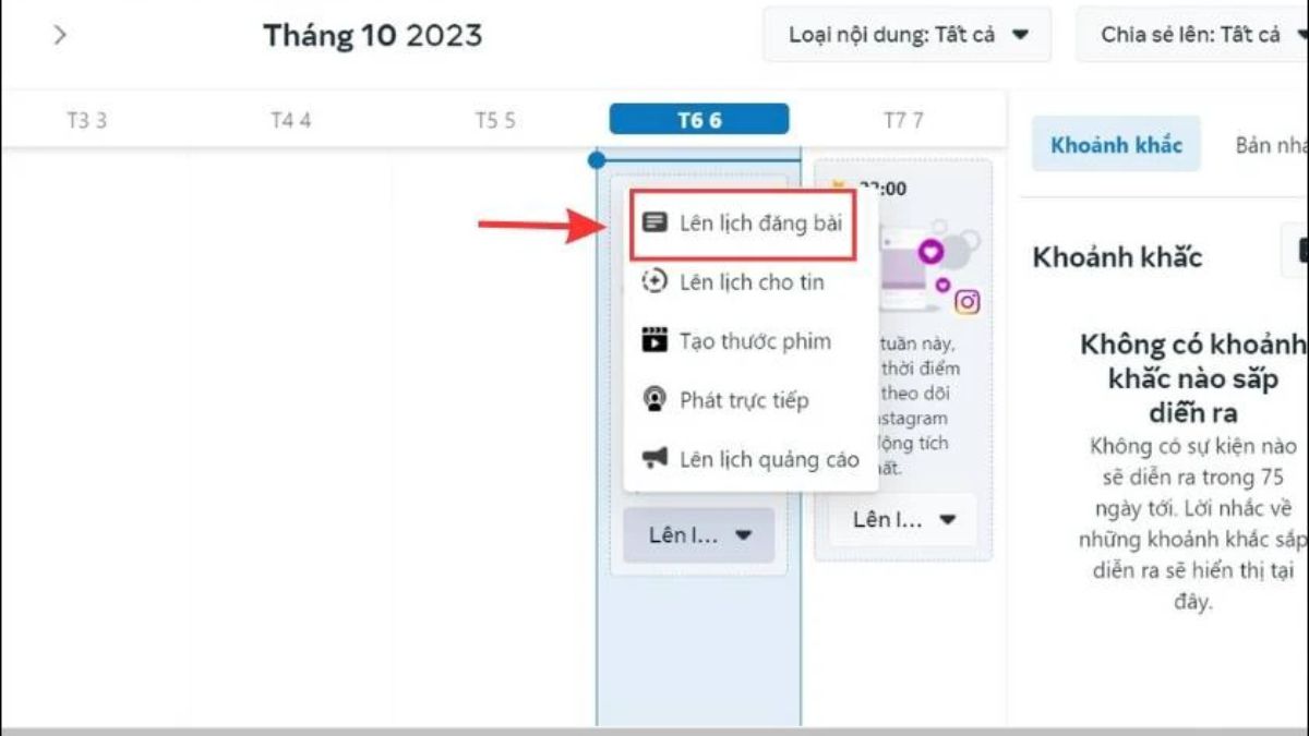  Chọn "Lên lịch đăng bài"