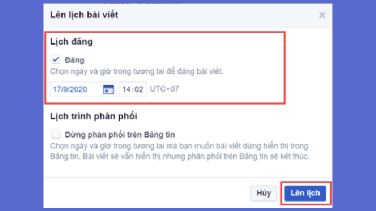  Chọn nhấn "Lưu" và "Lên lịch" 