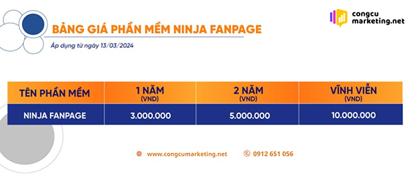 Báo giá phần mềm Ninja Fanpage