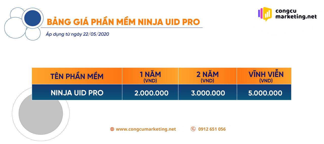 Bảng giá phần mềm UID pro client